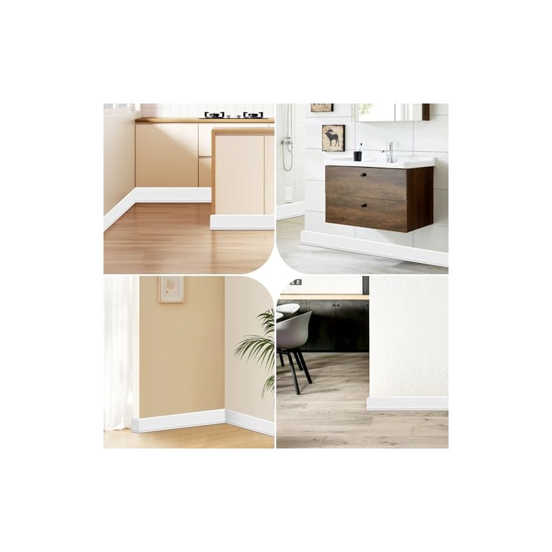 Flexible Baseboard Molding Trim 3 Inch(W) x 20 Feet(L) Self