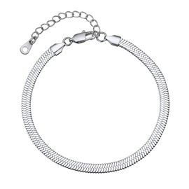 PROSTEEL Women's Snake Chain Anklet Stainless Steel / 18 Carat Gold-Plated / Rose Gold Plated Flat Foot Bracelet Women Girls Anklet 22 + 5 cm Adjustable Ankle Bracelet Summer Jewellery Accessory,