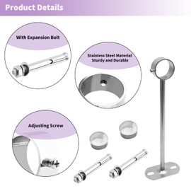 MroMax Curtain Rod Ceiling-Mount Bracket 32mm/1-1/4" Inch Closet Rod Bracket Stainless Steel Rod End Supports for Bedroom Closet, Clothes Pole, Bathroom and Living Room Curtain Rod 2Pcs