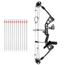 YIYIONCE Compound Bow for Adults Archery Compound Bow Set with 12 Arrows 24"-29.5" in Adjustable Draw Length Hunting Bow and Arrows Right Handed Hunting Bow Kit for Beginners Enthusiasts| US Stock