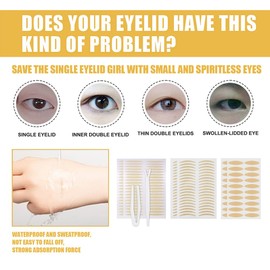 Pack of 480 Double Eyelid Tape, Slip Lid Stripes, Slip-On Lid Tape Strips for Eyelid Lifting without Surgery, Instant Eyelid Lift Sticky Strips for Hood, Drops, Unevennesses, Mono Eyelid