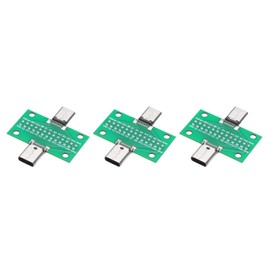MECCANIXITY 3Pcs Type-C Male to Female USB 3.1 Tester Green PCB Board Adapter, Double Sided DIP with 2.54mm 26Pin Connector Socket for Data Wire Wire Transfer
