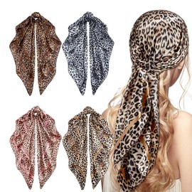 4PCS Head Scarf for Women Satin Headband Scarves Silk Feeling Scarf Boho Headwear Vintage Bandanas for Sleeping Dress Up