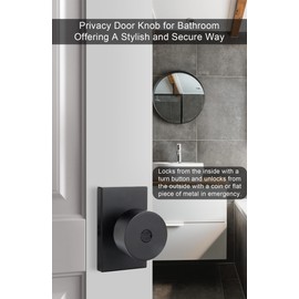 goldenwarm Black Door Knobs Interior, Zinc-Alloy Heavy Duty Interior Door Knobs Bedroom, Matte Black Door Knobs, Privacy Door Knobs, Black Interior Gold Door Knobs Bulk(1 Pack)