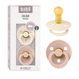 BIBS Chupetes Color Collection | Chupete de goma natural para bebé | Juego de 2 chupetes sin BPA | Fabricado en Dinamarca | Más de 6 meses (paquete de 2) | Rubor/marfil
