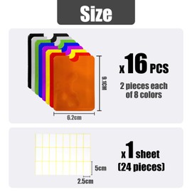 Pack of 16 Anti-Demagnetization Card Holders, 1 Piece Label Sticker, ID Protection, Anti-Demagnetization, Anti-Theft Takedown, Rectangular Card Holder, ID Information Shield Holder (Multi-Colour),