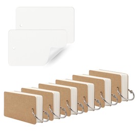 300 Sheets Vocabulary Book, Kraft Paper Cover Word Notebook with 6 Metal Rings for Memory Sheet Learning, 9cm*5.4cm, White
