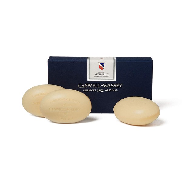Caswell-Massey Triple Milled Luxury Bath Soap Set - Number Six Fragrance - 5.8 Ounces Each, 3 Bars