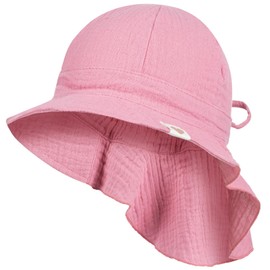 Smarilla Peaked Cap Baby Hat Girls with Neck Protection Summer Muslin, antique pink