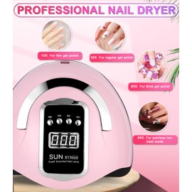 Zawaer Uv Lampe für Gelnägel, 280W 66 Perlen Licht für Gel Nägel, Schneller Nagellampe mit Sensor, 4 Timer Professionelle Einstellung, LED Visual Display, Aushärtungslampen für Zuhause und Den Salon