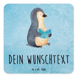 Mr. & Mrs. Panda 15er Set Personalisiertes Untersetzer Set Pinguin Buch - Personalisierte Geschenke, Personalisierte Untersetzer, Lesen, Bücherwurm,