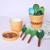 Kelendle Ceramic Cactus Measuring Spoons with Holder Set of 5