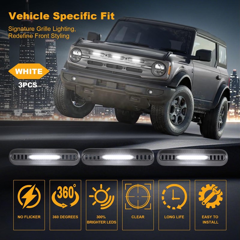 Grille Lights for Ford Bronco 2021-2025 2/4 Door Front Grill