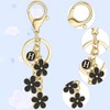LLSME Cute Black Flower Charms Keychains with Tassel, Key Chains