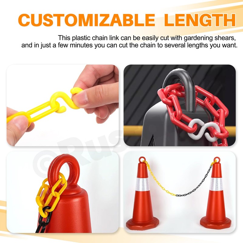 Rustark 21pcs Red Plastic Chain Links with Connector Hooks Plastic