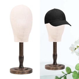 Milageto Mannequin Head Model Hat Display Stand Wooden Support Versatile Height 56cm for Professional or Personal Use Portable , Style C