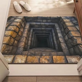 3D Optical Illusion Rug, 3D Carpets Optical Illusion, Rugs That Look Like a Hole, Non-Slip Floor Mat for Indoor & Outdoor Use, For Bathroom, Stairs, Playroom, Living Room (B,40*60cm/15.7*23.6in)