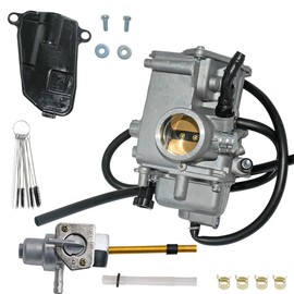 JDLLONG Carburetor for Honda Big Red 250 ATC250ES 1985 1986 1987 Carb Assy with Petcock Fuel Tank Shut Off Valve