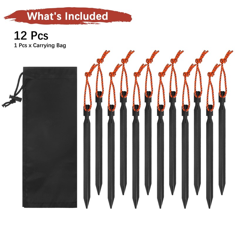 TIXIPEM 7IN Tent Stakes [12PCS] - Aluminum Ground Pegs with