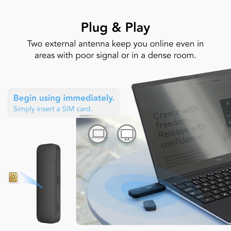TCL LINKKEY IK41 - Portable 4G LTE USB Dongle with