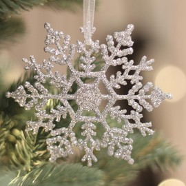 Christmas Tree Decoration Pendant Snowflake Colorful Plastic Snowflake Christmas Day Christmas Tree Accessories (Silver)