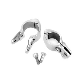 QWORK Marine Grade 316 Stainless Steel 1-Inch Tube Jaw Slide Clamp for Boat Bimini Tops and Awnings, Ellipse Clip Design with Side Locking Screw - Pack of 2