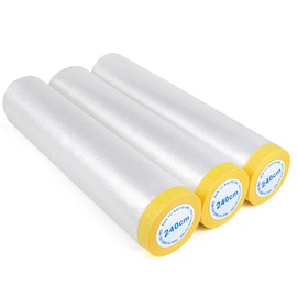 BOMEI PACK Masking Film,94.5 Inch x 66 Ft,Pre-Tape Masking Plastic for Painting,Automotive Tape and Drape, Plastic Painting Film for Covering Furniture,Skirting, Frames and Cars