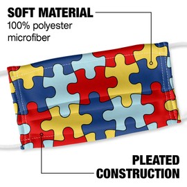 Popfunk Autism Awareness Puzzle Pieces 1-Ply Reusable Face Mask Covering with Adjustable Nose Wire, Unisex