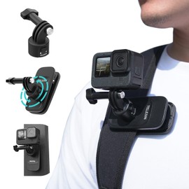 Backpack Clip 360 Swivel + Magnetic Mount + Quick Release +Phone Holder Bundle Kit for GoPro Max Hero 12 11 10 9 8 7 Insta360 X3 X4 Ace Pro Go3 DJI Action 3 4 Osmo Pocket 3 Strap Mounts Accessories