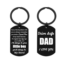Nfyxcaz Drive Safe Dad Keychain Dad Gift from Daughter Son Father's Day Gift Christmas Birthday Gift for Dad I Love You Dad Gift (little boy)
