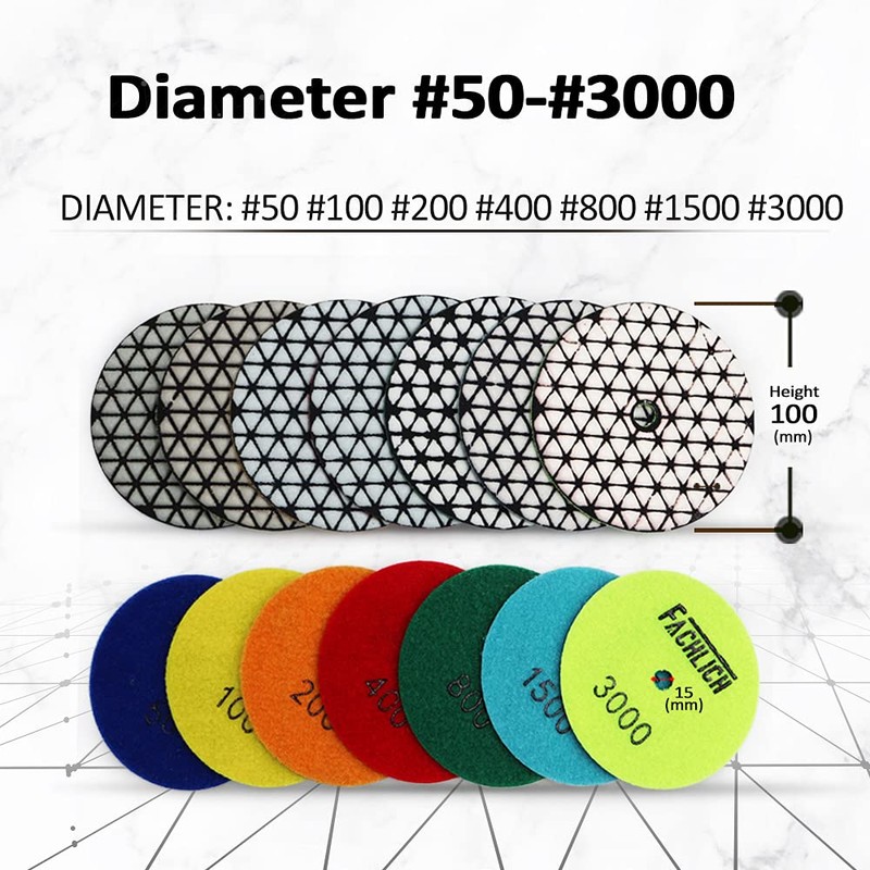 FACHLICH Dry Diamond Polishing Disc, Pack of 9, for Granite,