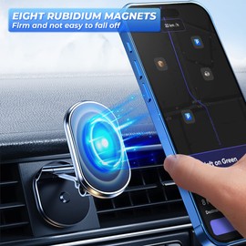 NIERBO Soporte Magnético Celular para Auto, 2 Paquetes de Mini Porta Celular Imán para Automóvil, Plegable y Rotación de 360°, 8 imanes Fuertes, Apto para Todos los teléfonos