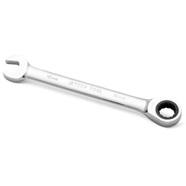 Jetech Llave combinada de carraca de 16mm, llave de engranaje de grado industrial con diseño de 12 puntas, carraca de 72 dientes, fabricada con acero Cr-V forjado y tratado térmicamente en cromado, sistema métrico