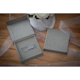 Crystal USB Flash Drive with Box Wedding Design - Elegant Design with Engraving Wedding Design Ideal as a Wedding Gift or for Keepsake Photos. USB 3.0 (Box Grey 1, 64GB)