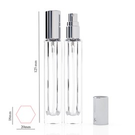 seafulee 5Pcs 10ML Glass Perfume Bottle Set With Dispenser Tool, Portable Perfume Travel Refillable, Mini Empty Atomizer Sprayer for Cologne Travel Perfume Fragrance Container (Silvery Cap 5PCS)