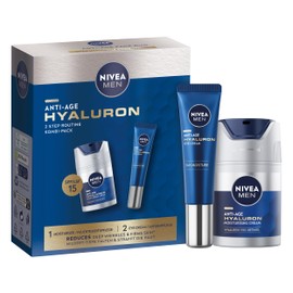 NIVEA MEN Anti-Age Hyaluron Gift Pack (2 Products), Gift Set For Men, Includes Eye Cream (15ml) and Face Moisturiser With SPF15 (50ml), Anti-Age Skin Care Essentials