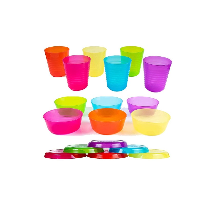 Cuddly Hippo Kids Plastic Dinnerware Set of 18 Multi Color