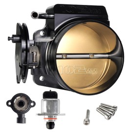 LOREADA LS 102mm Big Mouth Throttle Body for LS1 LS2 LS3 LS6 LS7 LSX GM Gen III IV Engine LS Style 4 Bolt Intake Manifold, with Throttle Position Sensor and Idle Air Control TPS IAC Aluminum Black