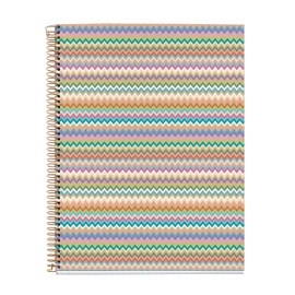 Miquelrius - Notebook A4 (210 x 297 mm), squared 5 mm, 120 sheets 70 g/m², cardboard cover, 4 coloured stripes, copper spiral, Feeling Mallorca collection, zigzag