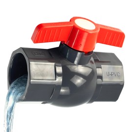 2'' PVC Ball Valve with T Handle SCH80 Plastic Water Pipe Rotate Shut Off Switch Black Red Slip Connector Fitting