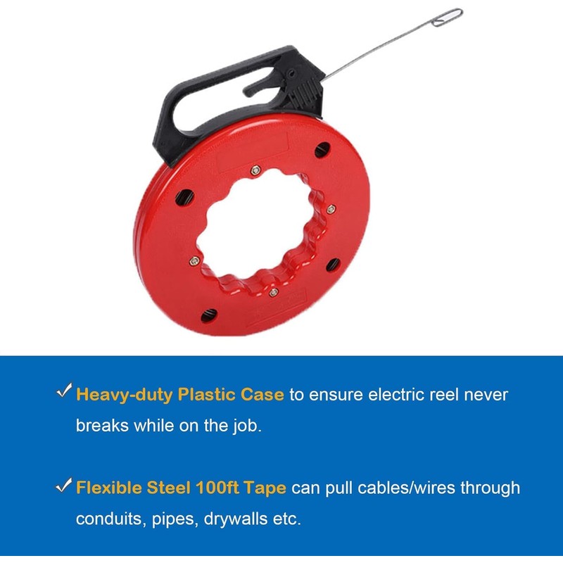Fish Tape Wire Puller, 50 ft (30m) Steel Cable Pulling