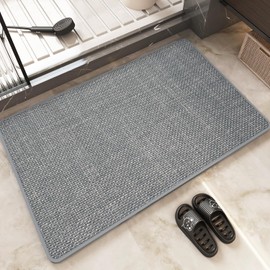 LeKuni Ultra Thin Bath Mat 45 x 70 cm, Non-Slip Bathroom Rug, Super Absorbent Bath Mat for Bathroom Floor, Cosy Quick-Drying, Fits Under Door, Shower, Sink, Light Grey