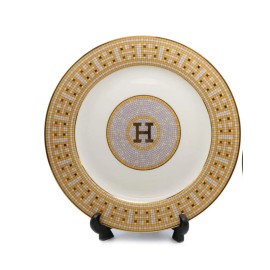 Imperial Mosaic H Design Bone China 8" Dessert Plate,  Gold