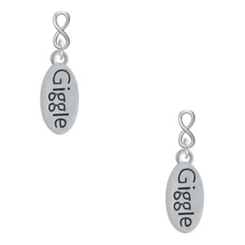 Delight Jewelry Silvertone Giggle Oval Silvertone Infinity Post Earrings