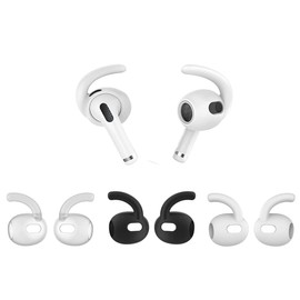 Zotech 3 Pairs AirPods 3rd Generation Ear Hooks Secure Anti Slip Covers (Black, White, Clear)