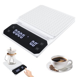 Kaffeewaage Mit Timer, Espresso Waage 3kg/0.1g, Espressowaage Mit LED-Touchscreen, Tragbare Elektronische Digitale Küchenwaage Mit Automatischem Timer Für Espresso Und Pour-Over Kaffee (Weiß)