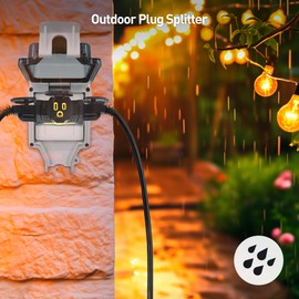 [ETL Listed] Cable Matters 2-Pack 3 Way Outdoor Plug Splitter 15A 1875W (Indoor/Outdoor Multi Plug Outlet, 3 Way Plug Adapter) in Black