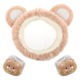 WLLHYF- Juego de 3 piezas de diadema y muñequera para lavado de cara, linda diadema de spa con orejas de oso, banda para el cabello para maquillaje y 