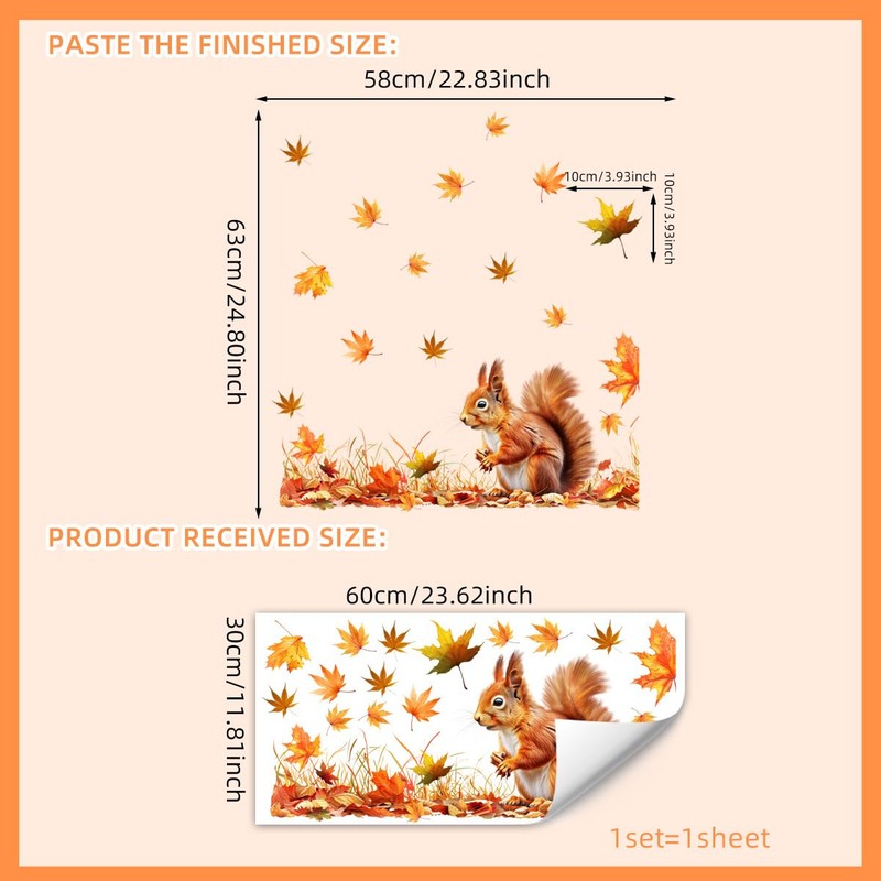 Autumn Maple Leaf Window Clings – Double-Sided Thanksgiving Tree Branches
