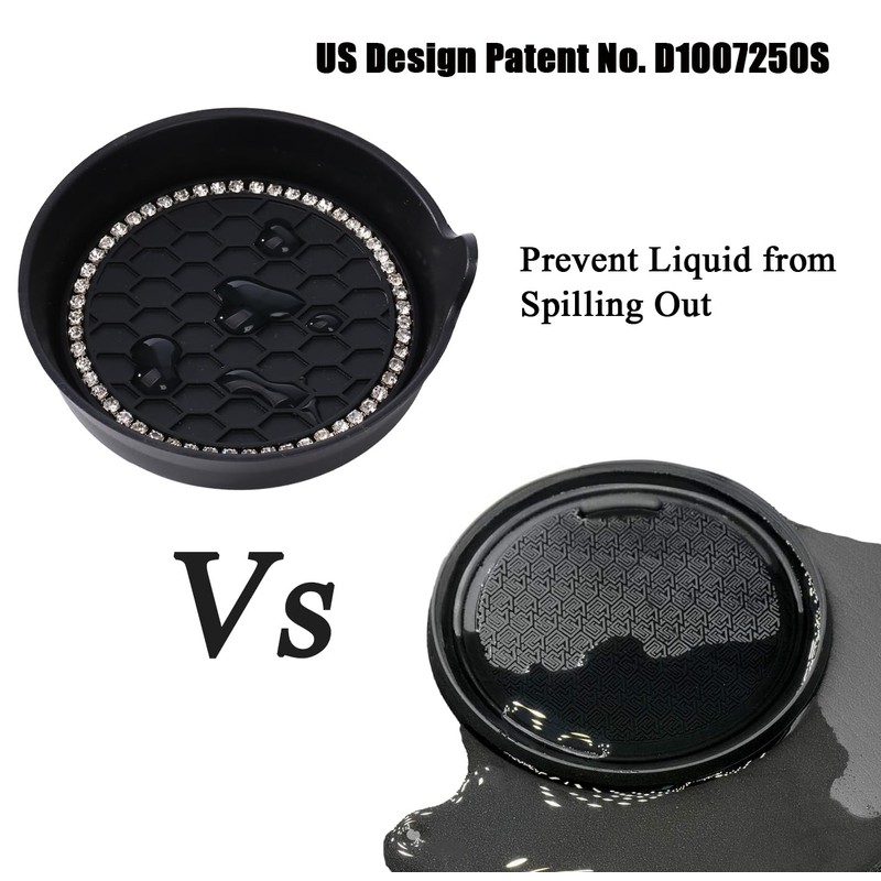 Amooca Car Cup Coaster Universal Non-Slip Cup Holders Bling Crystal